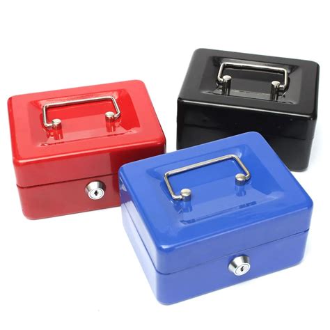 small blue metal box|small metal lockable boxes.